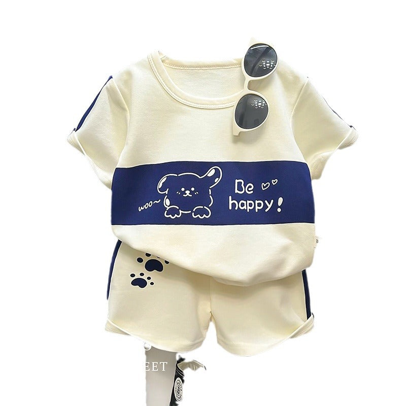 Children's Short Sleeve Striped Suit Girls Boys