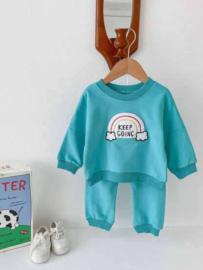 Children's Rainbow Sweater Two-piece Set