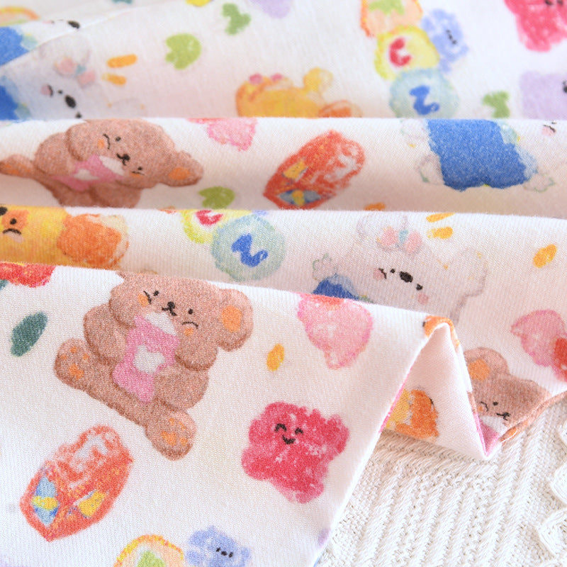 Brushed Flannel Loose Pure Cotton Cartoon Printed Pajama Pants For Women