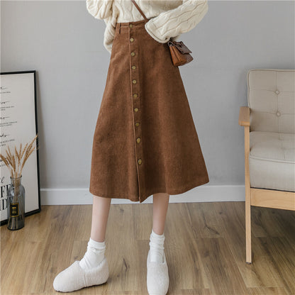 Corduroy Retro Fashion Midi Skirt