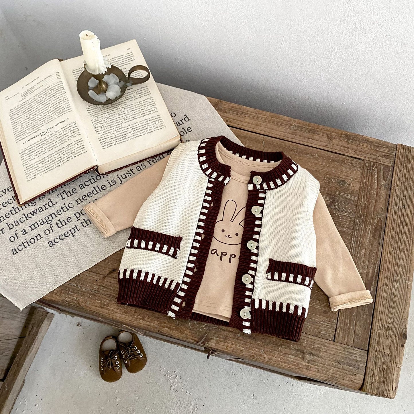 Kids Contrast Color Knitted Vest