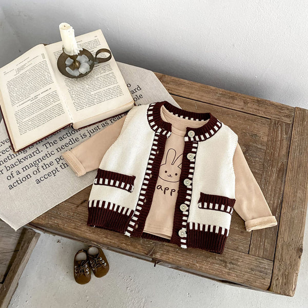 Kids Contrast Color Knitted Vest