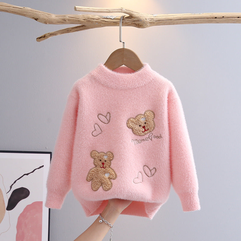 Mink Fur Plush Children Knitted Sweater