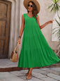 Women's Summer Solid Color And V-neck Layered Stitching Loose Dress