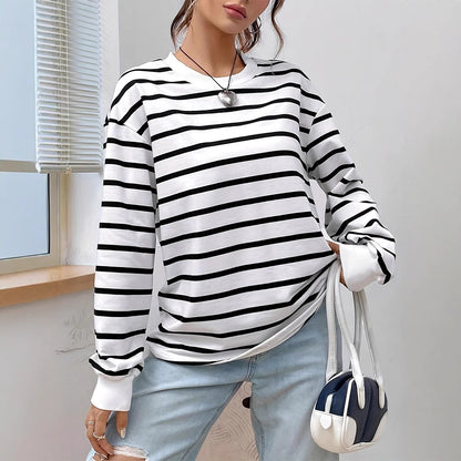 Women's Stripe Long-sleeved T-shirt