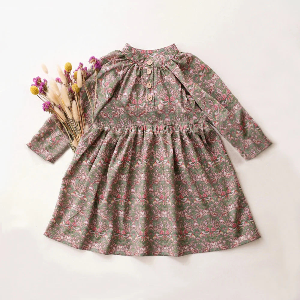 Children's Skirt Cotton Linen Printed Dress