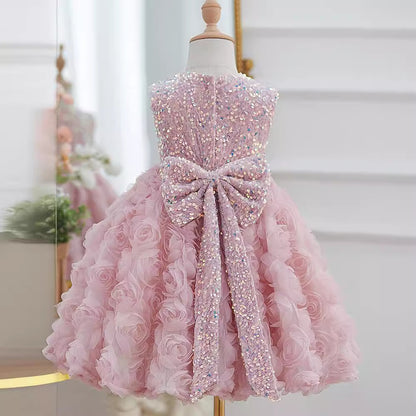 Girls' Sleeveless Sequined Pettiskirt