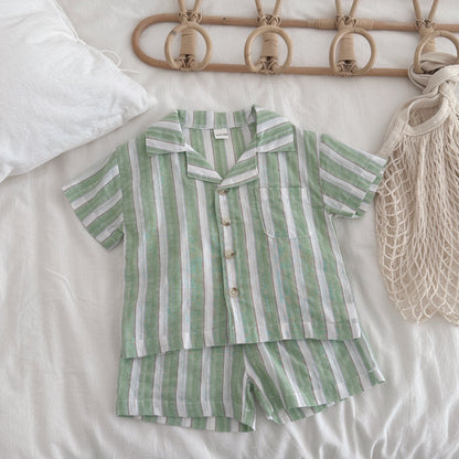 Children's Stripe Breathable Short-sleeved