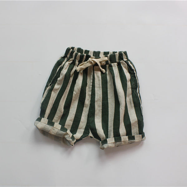 Pantalon Fille Court Rayé Ample