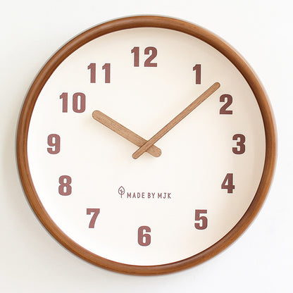 Home Living Room Retro Solid Wood Modern Minimalism Wall Clock Creative