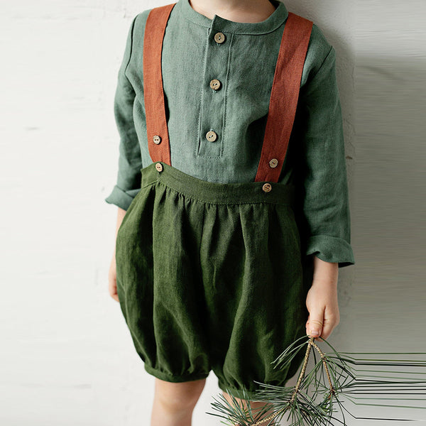 Boys' Cotton-Linen Half-Placket Shirt