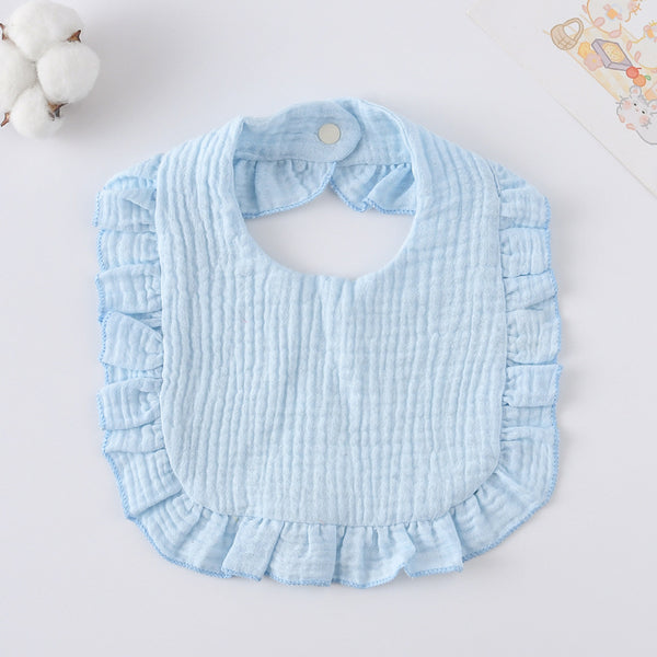 Ruffled Cotton Baby Bib - Printed Gauze Lace