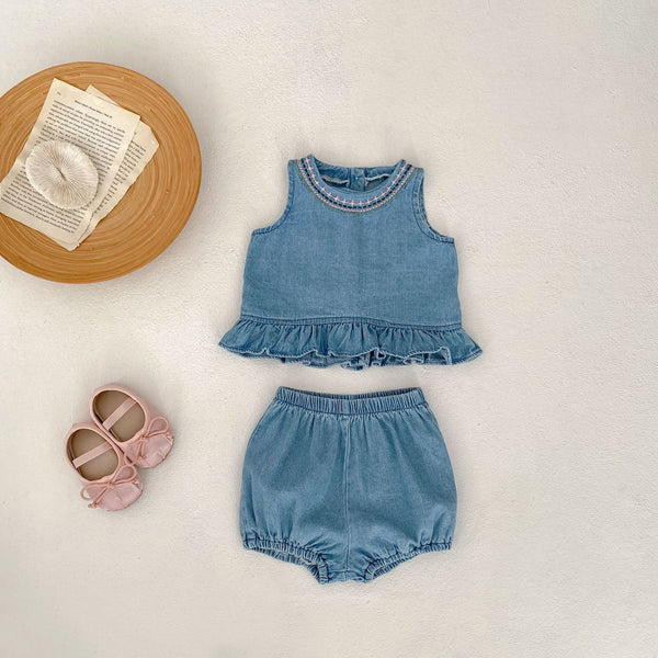Baby Girl Baby Cotton Sweet Sleeveless Suit
