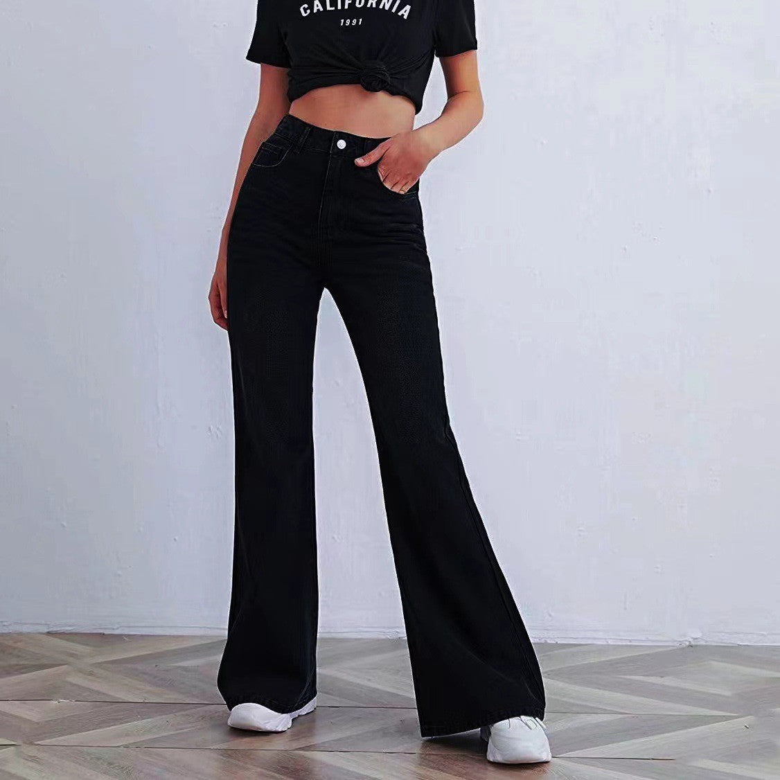 High Waist Wide Leg straight Jeans
