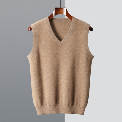Middle-aged V-neck Vest Sleeveless Sweater