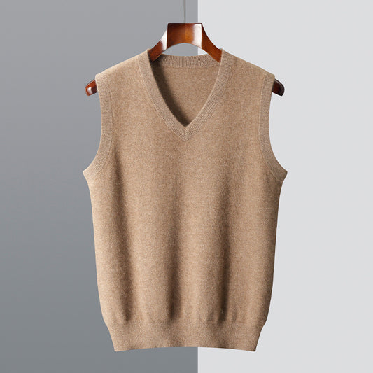 Middle-aged V-neck Vest Sleeveless Sweater