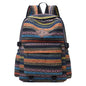 Sac à dos de style ethnique décontracté à carreaux en toile de grande capacité pour étudiantes, sac à dos de voyage tendance