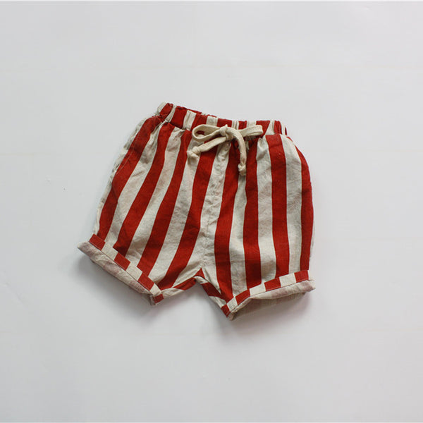 Pantalon Fille Court Rayé Ample