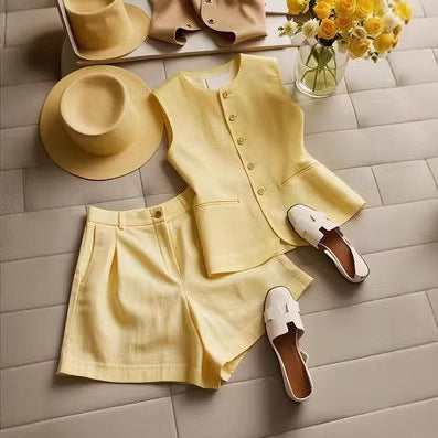 Suit Vest Suit Women's Cotton And Linen