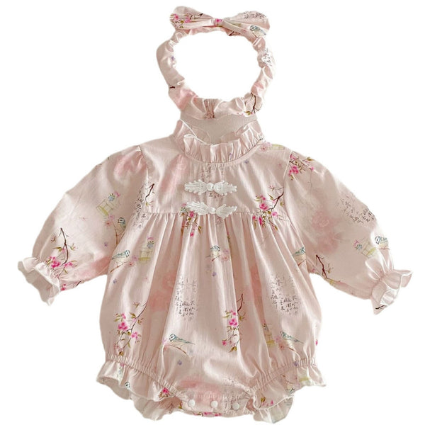 Baby Girl Retro Tang-Style Romper