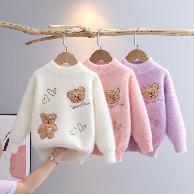 Mink Fur Plush Children Knitted Sweater