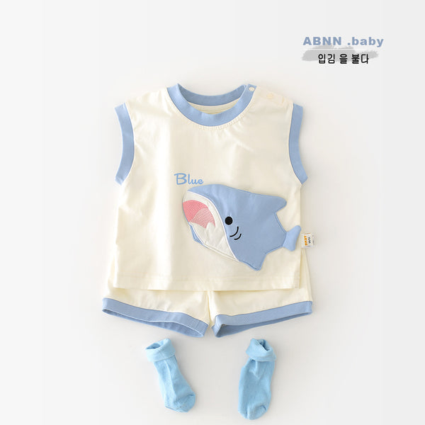Kids' Shark-Print Vest Set