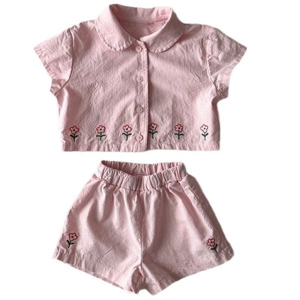 Flower Short-sleeved Shorts Two-piece Set