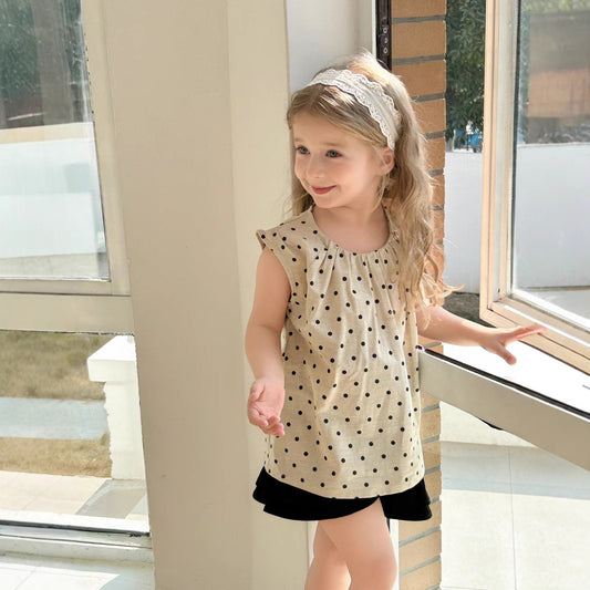 Polka Dot Sleeveless Shirt
