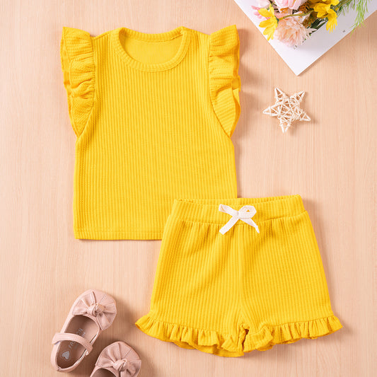 Girls' Flounced Sleeve Shorts