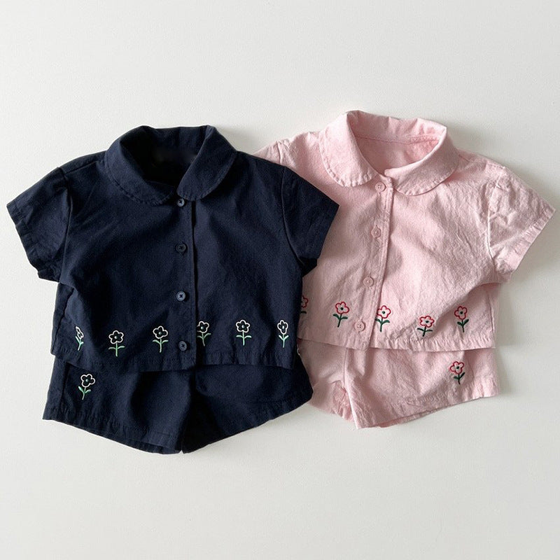 Flower Short-sleeved Shorts Two-piece Set
