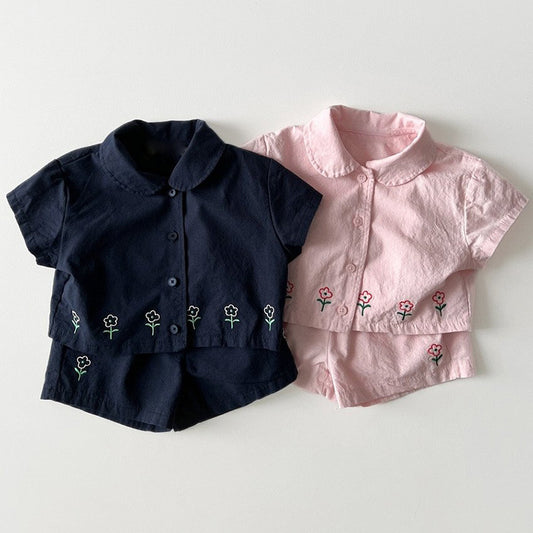 Flower Short-sleeved Shorts Two-piece Set