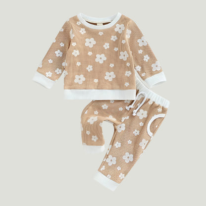 Children's New Flower Print Sweater Suit