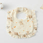 Baby Bib Ruffled Cotton Printed Gauze Lace Bib
