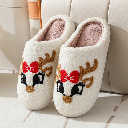 Chaussons de Noël Cerf Femme Intérieur Antidérapants