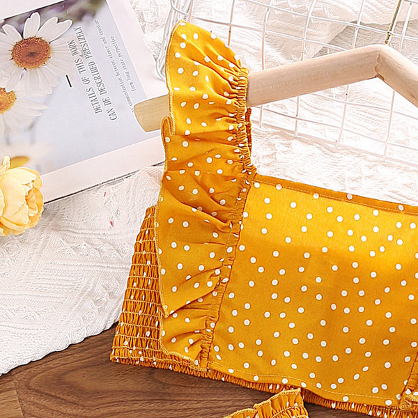 Girls' Polka-Dot Top and Lace Skirt Set