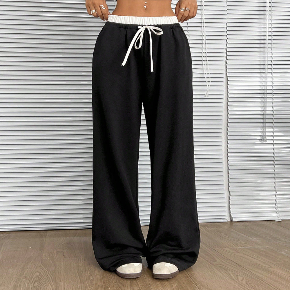 Straight Loose Elastic Waist Trousers