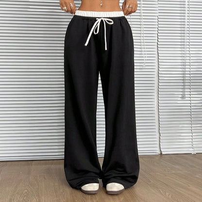 Straight Loose Elastic Waist Trousers