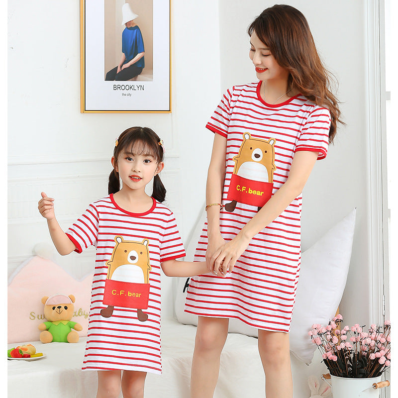 Children Purified Cotton Short Sleeve Nightdress