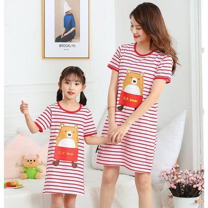 Children Purified Cotton Short Sleeve Nightdress