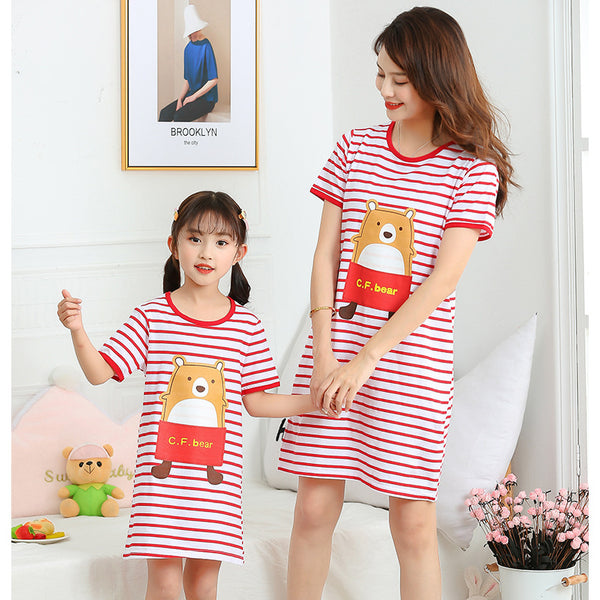 Children Purified Cotton Short Sleeve Nightdress