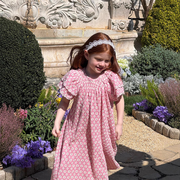 Girls' Vintage Embroidered Lace Dress