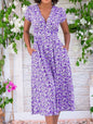 Women's Printed Pocket Bohemian V-neck Dress