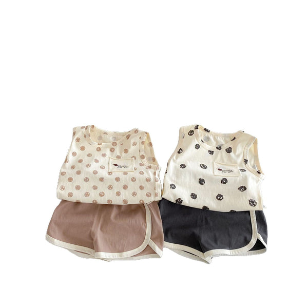 Fashion Camisole Solid Color Shorts Two-piece Set