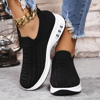 Plus Size Flying Woven Breathable Sports Shoes Women