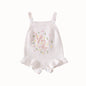 Embroidered Slip Top Sweater Ruffled Romper