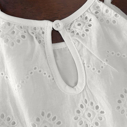 Girl's Strap Skirt Sleeveless Hollow Cotton