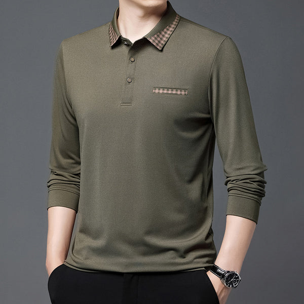 Solid Color Casual Dad Long-t-shirt