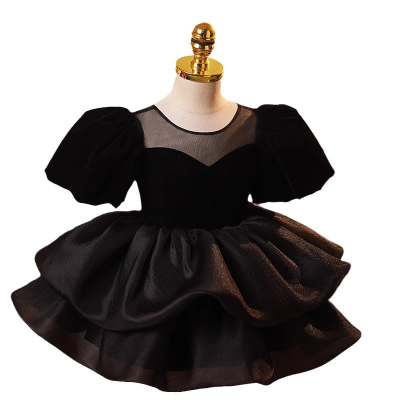 Girls French Puff Sleeve Princess Dress