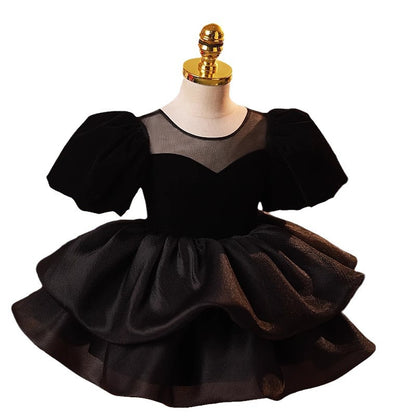 Girls French Puff Sleeve Princess Dress