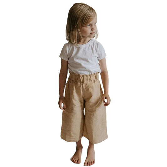 Linen Cotton Wide-leg Elastic Waist Casual Pants